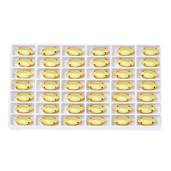 Шампанско-Желтый 42Шитье со стразами, стиль мокко, стекло горный хрусталь, граненые, с латунной фурнитурой золотого цвета, лошадиный глаз , шампанское желтый, 15x7x5 мм, отверстие : 1 мм