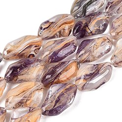 Sandy Brown Handmade Lampwork Beads Strands, Polygon, Sandy Brown, 21~22x13.5~14x7.5~8.5mm, Hole: 0.9~1mm, about 20pcs/strand, 16.14~16.54 inch(41~42cm)