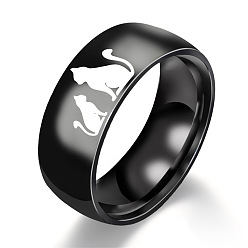Черный Узор в форме кошки 201 кольца из нержавеющей стали, чёрные, размер США 7 (17.3 мм)