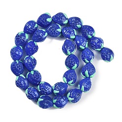 Королевский синий Ручной работы бусины прядь, клубника, королевский синий, 13~14x11.5~12x10~10.5 мм, отверстие : 1.2 мм, около 30 шт / нитка, 15.55'' (39.5 см)