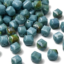 Небесно-голубой Непрозрачные акриловые бусины, имитирующие драгоценные камни, граненый стол, вырезанный куб, голубой, 11.5~12x11.5~12x13 мм, отверстие : 1.8 мм, Около 400 шт / 500 г