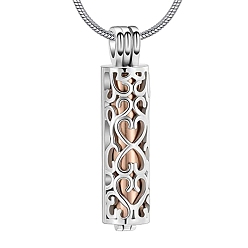 Розовое Золото Подвеска из нержавеющей стали ожерелья, ожерелья из урны и праха, колонка, розовое золото , 21.65 дюйм (55 см)