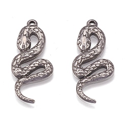 Черный Цвет Металла 304 кулон из нержавеющей стали, змея, металлический черный , 27x12x2 мм, отверстие : 1.5 мм