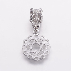 Platinum Alloy European Dangle Charms, Large Hole Pendants, Chakra, Anahata, Platinum, 28mm, Pendant: 18x15x1mm, Hole: 4mm