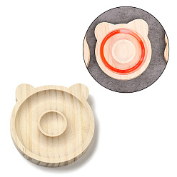 Oso Brazalete de madera de haya, pulsera, anillo de dedo y bandeja expositora de cuentas, oso, 9.9x9.5x1.5 cm