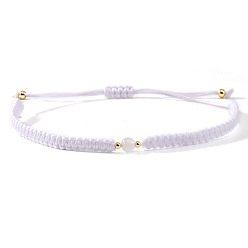 Белый Регулируемые браслеты из плетеного волоконного шнура, Регулируемые браслеты из стеклянных и латунных бусин для женщин, круглые, белые, 11.02 дюйм (28 см)