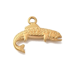 Золотой Ионное покрытие (ip) 304 подвески из нержавеющей стали, очарование рыбы, золотые, 18x24.5x2.5 мм, отверстие : 2x2.4 мм