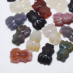 Natural Agate Natural Agate Pendants, Fish, 35~35.5x23x8~9mm, Hole: 1mm