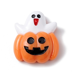 Тыква Кабошоны из непрозрачной смолы на Хэллоуин, темно-оранжевый, тыквенный узор, 26.5x22.5x8.5 мм