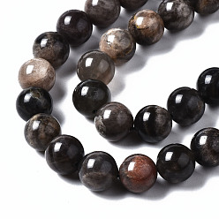 Sunstone Natural Black Sunstone Beads Strands, Round, 10mm, Hole: 0.7mm, about 39pcs/strand, 15.55 inch(39.5cm)