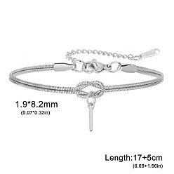 Letter I 304 Браслеты с подвесками в виде инициалов из нержавеющей стали, браслеты из змеиной цепи для женщин, цвет нержавеющей стали, Буква "i", 6.69 дюйм (17 см)