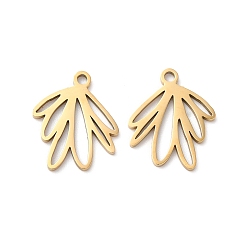 Золотой 201 подвески из нержавеющей стали, лазерная резка, полый, очарование листа, золотые, 15x13x1 мм, отверстие : 1.4 мм