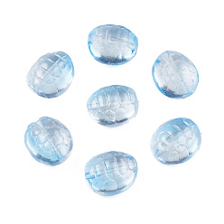 Light Sky Blue Transparent Spray Painted Glass Beads, Tortoise, Light Sky Blue, 12x11x7mm, Hole: 1mm