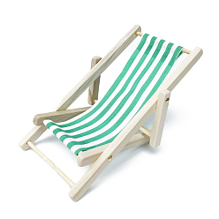 Зеленый Миниатюрные складные деревянные украшения дисплея шезлонга пляжа, с тканью, для декора кукольного домика, зелёные, 110x50 мм