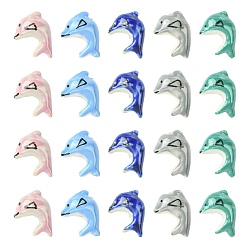 (52) Непрозрачная лаванда 20шт 5 цвета фарфоровые бусины ручной работы, Famille выросли стиле, дельфин, разноцветные, 14~16x19.5~21x9~11 мм, отверстие : 1.6~2 мм, 4шт/цвет