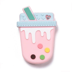 Pink Силиконовые фокусные шарики, чай с шариками тапиоки/молочный чай, розовые, 35x24x8 мм, отверстие : 2.5 мм