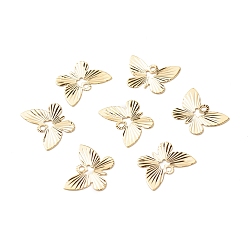 Echt 24 k vergoldet Messing Charme, langlebig überzogen, cadmiumfrei und bleifrei, hohl, Schmetterling, echt 24 k vergoldet, 9.5x13x0.2 mm, Bohrung: 1.2 mm