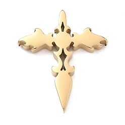 Золотой Пасхальные 304 кулоны из нержавеющей стали, крест прелести, ионное покрытие (ip), золотые, 30.5x26.5x4.5 мм, отверстие : 3.5 мм