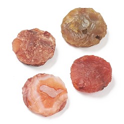 Ágata Roja Cuentas de cornalina natural cruda áspera, para dar vueltas, decoración, Pulido, envoltura de alambre, sanación con cristales wicca y reiki, sin agujero / sin perforar, plano y redondo, 34~40x11~13.5 mm