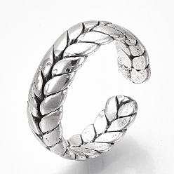 Antique Silver Adjustable Tibetan Style Alloy Cuff Rings, Open Rings, Antique Silver, Size 8, Inner Diameter: 18.5mm