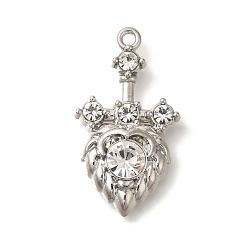 Сердце Подвески из сплава , платиновые подвески, сердце, 30x17x6 мм, отверстие : 1.6 мм
