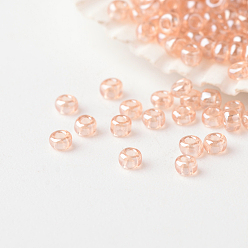 Misty Rose 12/0 Grade A Round Glass Seed Beads, Transparent Colours Lustered, Misty Rose, 2x1mm, Hole: 0.5mm, about 60000pcs/pound