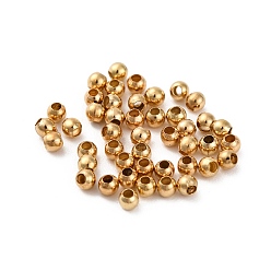 Light Gold Круглые бусины из глянцевой латуни, золотой свет, 1.8 мм, отверстие : 0.9 мм