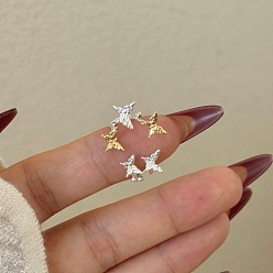 Butterfly Brass Cuff Open Rings, Silver & Golden, Butterfly, 15~20mm
