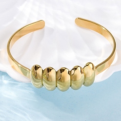 Oval 304 женские браслеты-манжеты из нержавеющей стали, реальный 18 k позолоченный, овальные, внутренний диаметр: 2-1/8x2-3/4 дюйм (5.3x6.9 см)