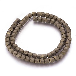 Copper Plated Electroplated Non-magnetic Synthetic Hematite Beads Strands, Frosted, Copper Plated, 6x5.5x6mm, Hole: 1mm, about 74pcs/strand, 15.94 inch(40.5cm)
