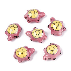 Шампанско-Желтый Фарфоровые бусины ручной работы, черепаха, пастельный фарфор, шампанское желтый, 19~20.5x14~14.5x9~9.5 мм, отверстие : 1.6~2 мм