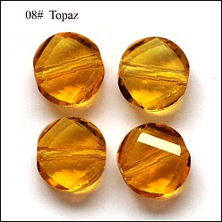 Оранжевый Имитация Австрийские кристаллические шарики, класс AAA, граненые, плоско-круглые, оранжевые, 8x4 мм, отверстие : 0.9~1 мм