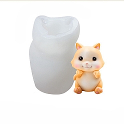 White Fortune Cat Food Grade Silicone Molds, Fondant Molds, Resin Casting Molds, for Chocolate, Candy, UV Resin & Epoxy Resin Decoration Making, Random Single Color or Random Mixed Color, 47x49x69mm, Inner Diameter: 21x34mm