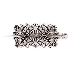 Античное Серебро Палочки для волос из сплава в стиле ретро викингов, держатель для хвоста с полыми волосами, аксессуары для волос своими руками, античное серебро, 34x67 мм