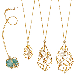 Золотой 3шт. латунные кабельные цепи макраме мешочки ожерелья, с 304 фурнитурой из нержавеющей стали, золотые, 20.08 ~24.02 дюйм (51~61 см), 3 шт / комплект