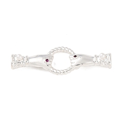 Серебро Латунное микропейв, прозрачный кубический цирконий, складные застежки, с ABS имитации жемчуга, рука с круглым кольцом, серебряные, 34x11x5.5 мм, отверстие : 1.8 мм