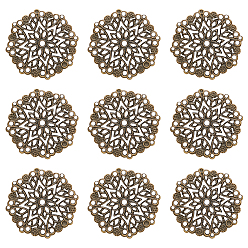 Античная Бронза Железные филигранные столярные ссылки, плоско-круглые, античная бронза, 35.5x0.7 мм, отверстие : 1.4 мм