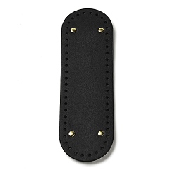 Черный Искусственная кожа овальное длинное дно для вязания сумки, со сплавом, женские сумки ручной работы поделки аксессуары, чёрные, 258x80x11 мм, отверстие : 4 мм