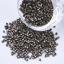 Dark Khaki Cylinder Seed Beads, Uniform Size, Metallic Colours, Dark Khaki, 1.5~2x1~2mm, Hole: 0.8mm, about 4000pcs/bag, about 50g/bag