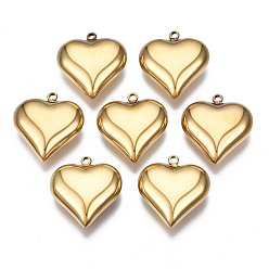 Настоящее золото 14K 316 хирургические подвески из нержавеющей стали, сердце, реальный 14 k позолоченный, 17x16x6 мм, отверстие : 1.4 мм