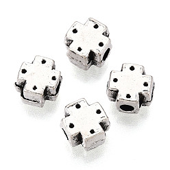 Античное Серебро Сплавочные овальные бусины тибетского стиля , крестик, античное серебро, 6.5x6.5x4.5 мм, отверстие : 2 мм, Около 1666 шт / 1000 г