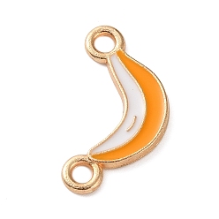 Banana Fruit Theme Alloy Enamel Connector Charms, Light Gold, Dark Orange, Banana, 20.5x10.5x1.5mm, Hole: 2mm