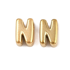 Letter N 304 прелести нержавеющей стали, буквы, ионное покрытие (ip), реальный 18 k позолоченный, Письмо N, 7.5x4.5x3.5 мм, отверстие : 1.8 мм