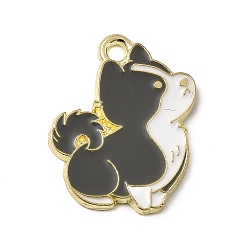Собака Золотили эмали сплава подвески, прелести животных, собака, 21x18x1.5 мм, отверстие : 1.8 мм