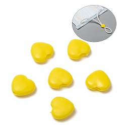 Jaune Verrou de cordon en plastique pvc coeur pour cache-bouche, boucles de cordon antidérapantes, régleur de corde, jaune, 9.5x10x3.5mm, Trou: 2x4mm