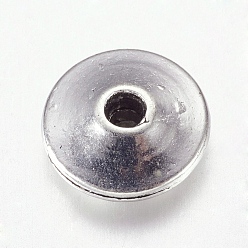 Antique Silver Tibetan Style Alloy Bead Spacers, Disc, Antique Silver, Lead Free & Cadmium Free & Nickel Free, 11.5x11.5x4.5mm, Hole: 1.5mm