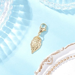 Золотой 304 Подвесные украшения из текстурированной нержавеющей стали в виде листьев, золотые, 30.5 мм