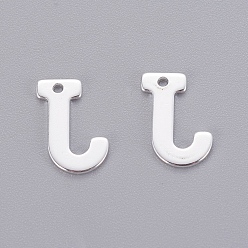 Letter J 201 прелести нержавеющей стали, буквы, серебряный цвет гальваническим, letter.j, 11x8x0.7 мм, отверстие : 1 мм