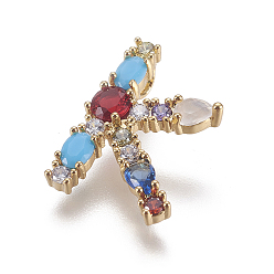 Letter K Подвески латунные горный хрусталь, с кубического циркония, буквы, золотые, красочный, letter.k, 19x11.5x2.5 мм, отверстие : 2.5x4 мм