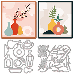 Цветок 2 шт 2 стили трафареты для штампов из углеродистой стали, для diy scrapbooking, Фотоальбом, декоративная бумага для тиснения, цвет нержавеющей стали, ваза, цветочным узором, 87~107x96~107x0.8 мм, 1 шт / стиль